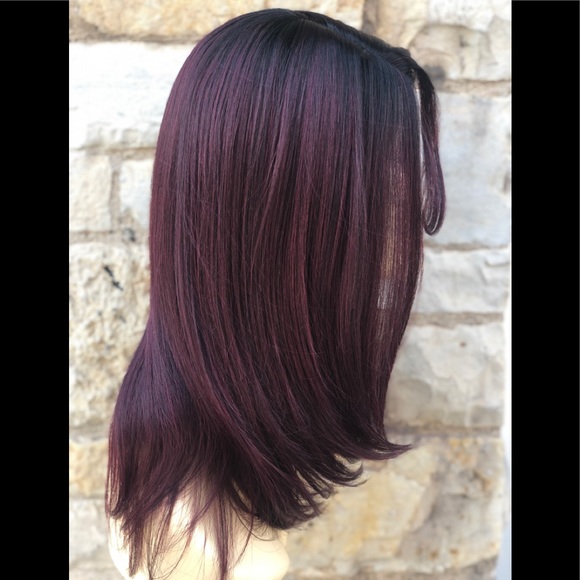 Red wine burgundy SidePart Magenta Wig thick Bob main image 4